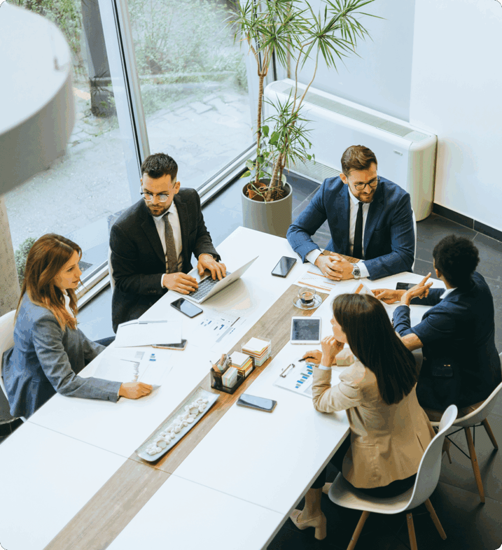 Professionals collaborating in conference room